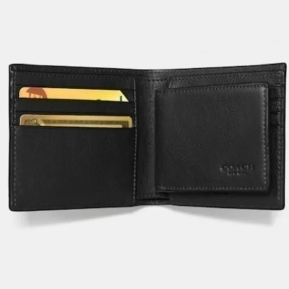 Men’s black leather Coach 3 in 1 wallet NWT. ID card holder slides out - Picture 3 of 16